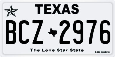 TX license plate BCZ2976