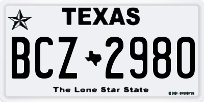 TX license plate BCZ2980