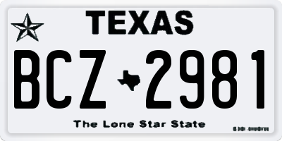 TX license plate BCZ2981