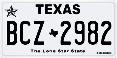 TX license plate BCZ2982