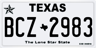 TX license plate BCZ2983