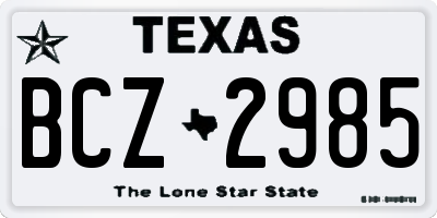 TX license plate BCZ2985