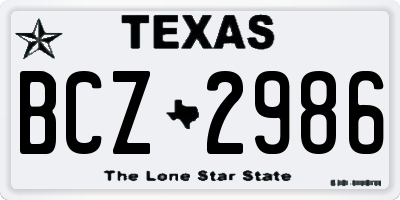 TX license plate BCZ2986