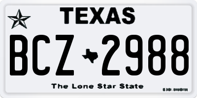 TX license plate BCZ2988