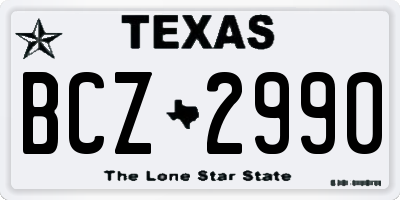 TX license plate BCZ2990