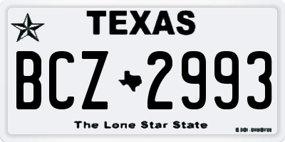 TX license plate BCZ2993