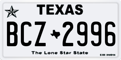 TX license plate BCZ2996