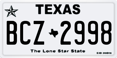 TX license plate BCZ2998