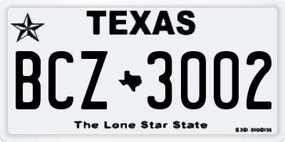 TX license plate BCZ3002