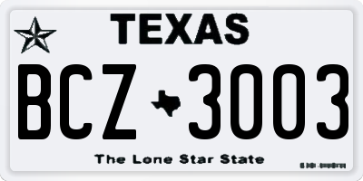 TX license plate BCZ3003