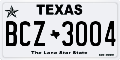 TX license plate BCZ3004