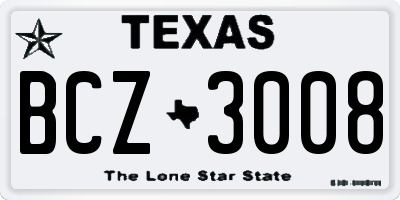 TX license plate BCZ3008
