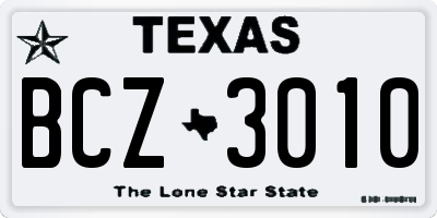 TX license plate BCZ3010