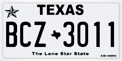TX license plate BCZ3011