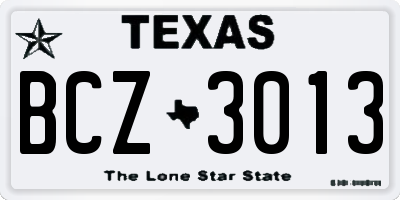 TX license plate BCZ3013