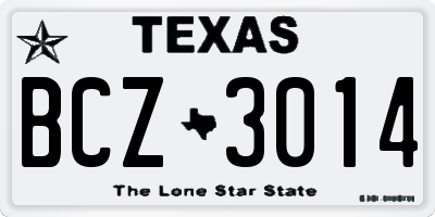 TX license plate BCZ3014