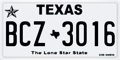 TX license plate BCZ3016