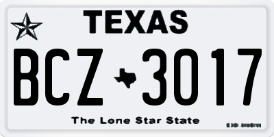 TX license plate BCZ3017