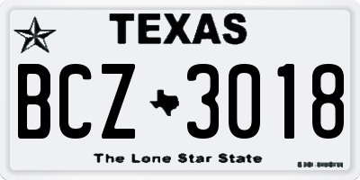 TX license plate BCZ3018