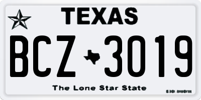 TX license plate BCZ3019