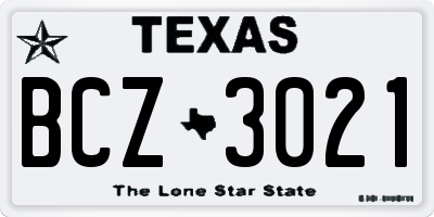 TX license plate BCZ3021