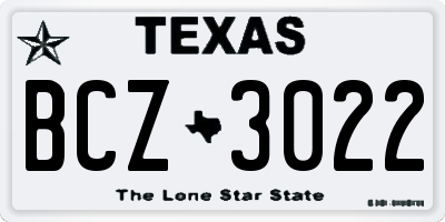 TX license plate BCZ3022