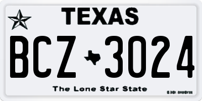 TX license plate BCZ3024