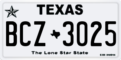 TX license plate BCZ3025
