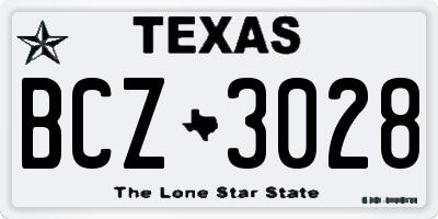 TX license plate BCZ3028