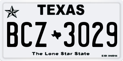 TX license plate BCZ3029