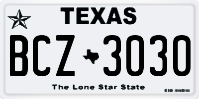 TX license plate BCZ3030