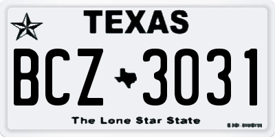 TX license plate BCZ3031