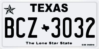 TX license plate BCZ3032