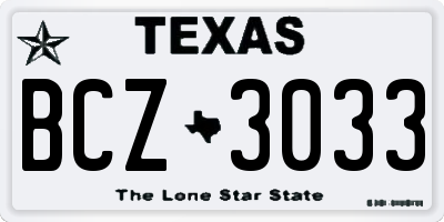 TX license plate BCZ3033