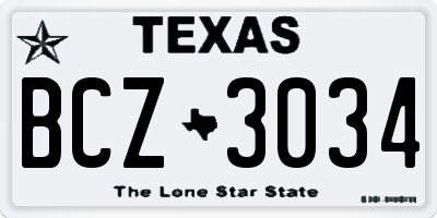 TX license plate BCZ3034