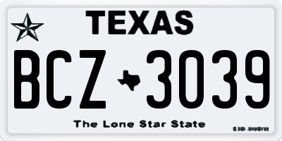 TX license plate BCZ3039