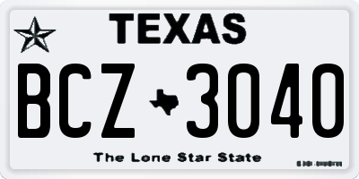 TX license plate BCZ3040