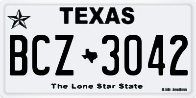 TX license plate BCZ3042