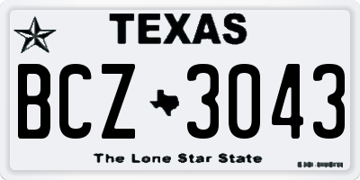 TX license plate BCZ3043