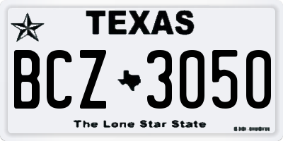 TX license plate BCZ3050