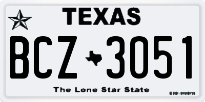 TX license plate BCZ3051