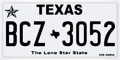 TX license plate BCZ3052