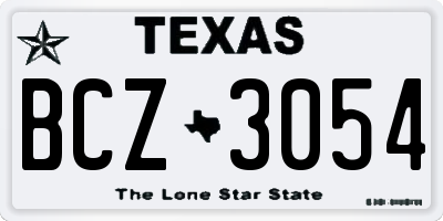 TX license plate BCZ3054