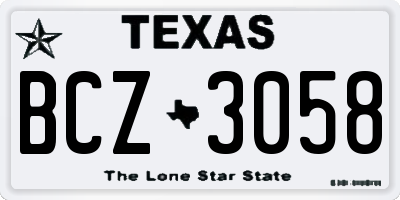 TX license plate BCZ3058