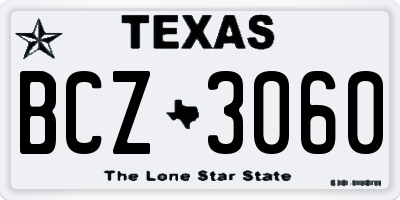 TX license plate BCZ3060