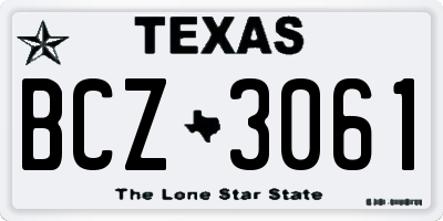 TX license plate BCZ3061