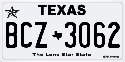 TX license plate BCZ3062
