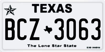 TX license plate BCZ3063