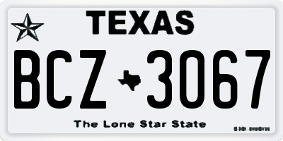 TX license plate BCZ3067