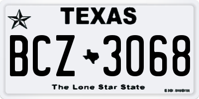 TX license plate BCZ3068
